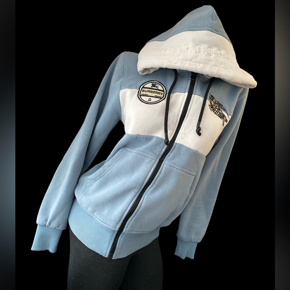 Vintage Burberry London Prorsum Zip Up Hoodie with Embroidered Patch Logo